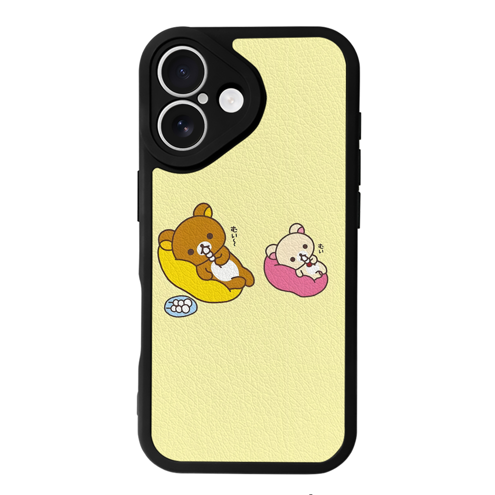 （画像用） リラックマ リラックマ キイロイトリ Rilakkuma Korilakkuma Kiiroitori 【iPhone 16シリーズ対応】シリコンスマホケース（レザー調） 材質：シリコン